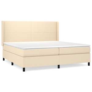 Box spring postel s matrací krémová 200x200 cm textil - obrázek 2