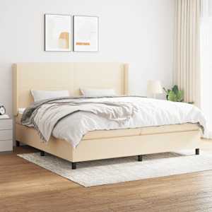 Box spring postel s matrací krémová 200x200 cm textil - obrázek 1