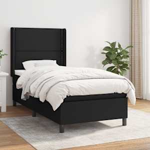 Box spring postel s matrací černá 80 x 200 cm textil - obrázek 1