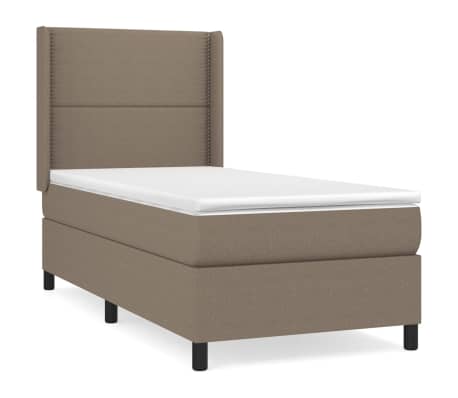 vidaXL Pat box spring cu saltea, gri taupe, 80x200 cm, textil