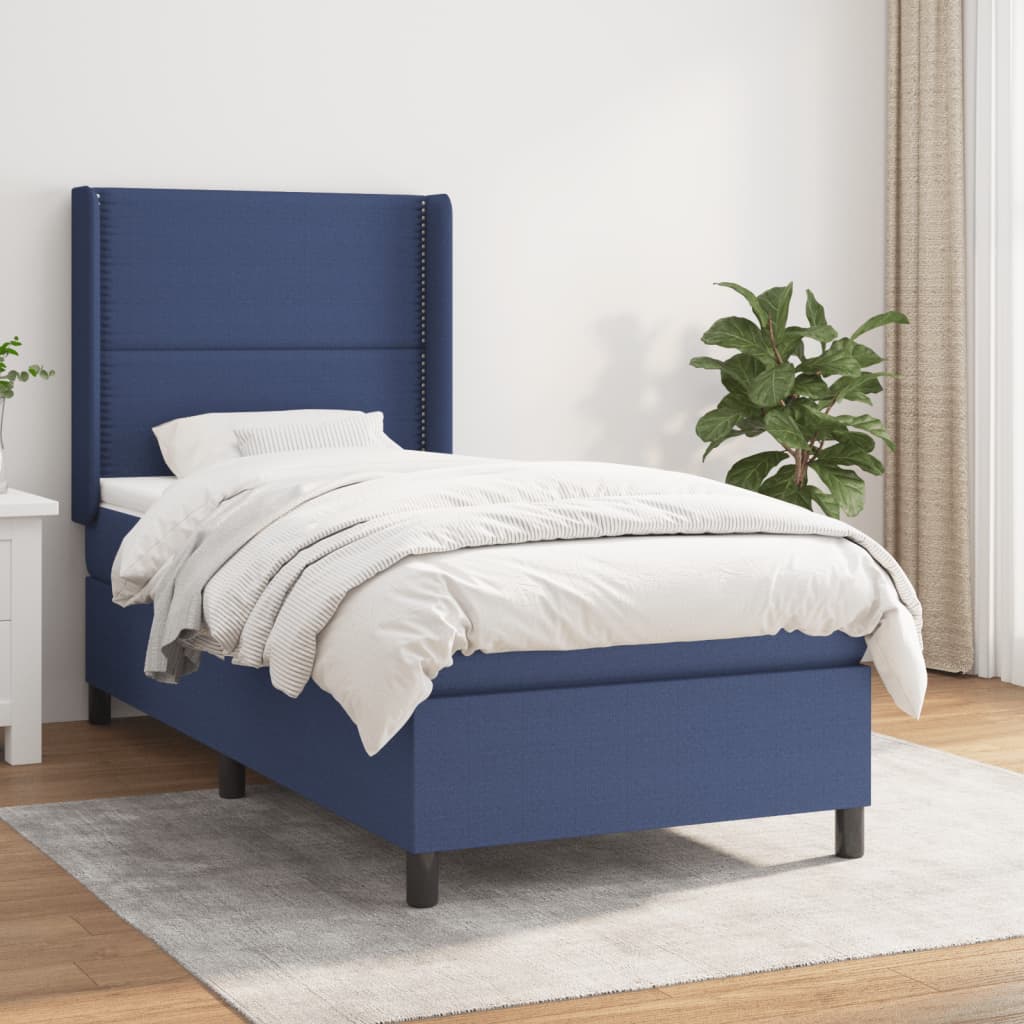 Boxspringbett mit Matratze Blau 80×200 cm Stoff