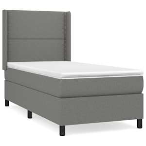 Box spring postel s matrací tmavě šedá 90x190 cm textil - obrázek 2