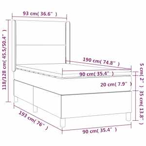 Box spring postel s matrací černá 90x190 cm textil - obrázek 7