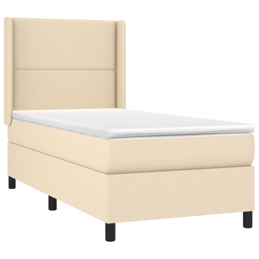 Thumbnail - vidaXL Boxspringbett mit Matratze Creme 90x190 cm Stoff