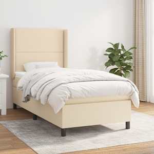 Box spring postel s matrací krémová 90x190 cm textil - obrázek 1