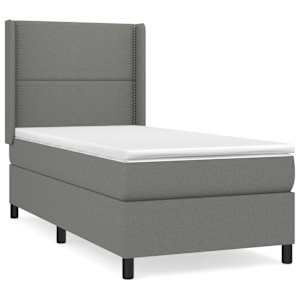 Box spring postel s matrací tmavě šedá 100 x 200 cm textil - obrázek 2