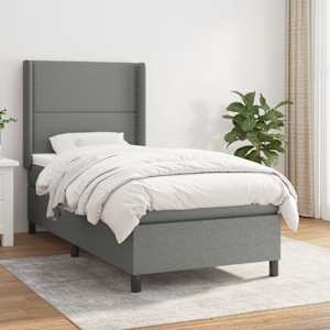 Box spring postel s matrací tmavě šedá 100 x 200 cm textil - obrázek 1