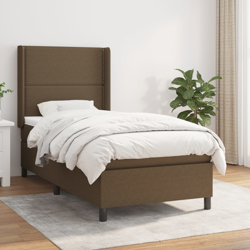 Lit à sommier tapissier avec matelas Marron foncé 100x200 cm