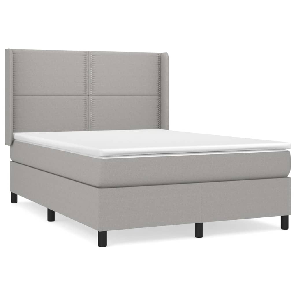 vidaXL Box spring posteljni z vzmetnico svetlo siv 140x190 cm blago