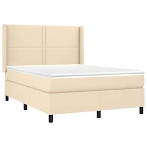 Box spring postel s matrací krémová 140x190 cm textil - obrázek 3