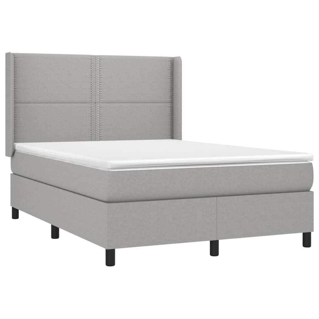 vidaXL Boxspring met matras stof lichtgrijs 140x200 cm afbeelding