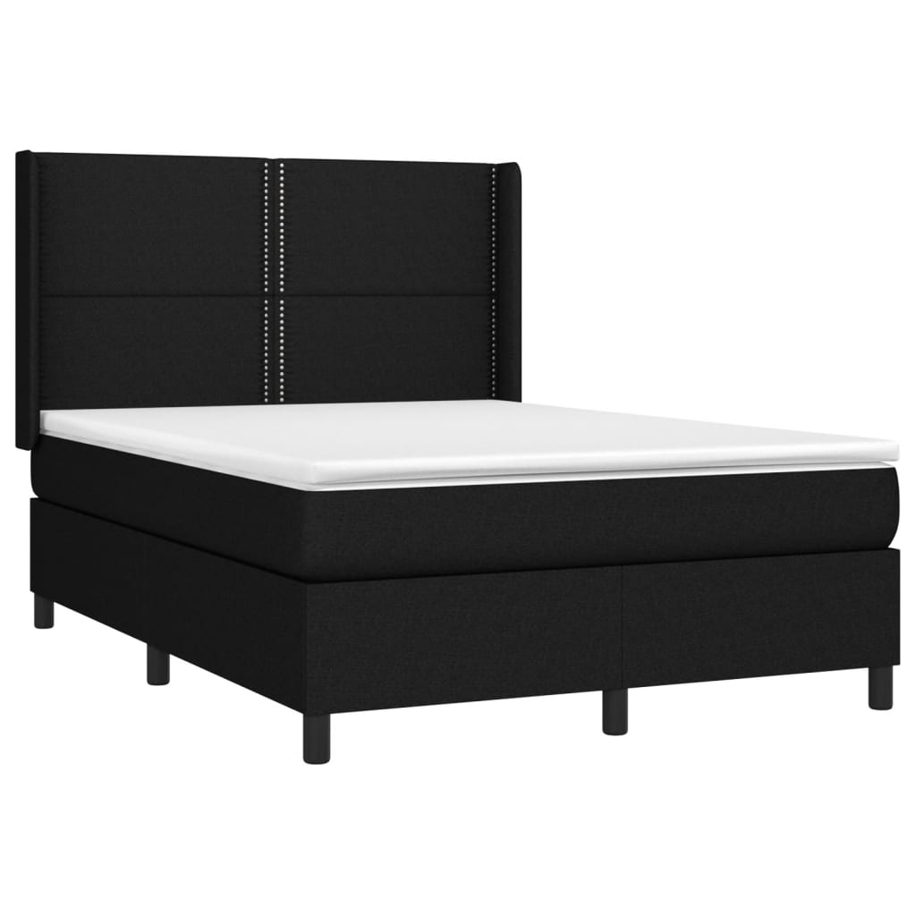 vidaXL Boxspring met matras stof zwart 140x200 cm afbeelding