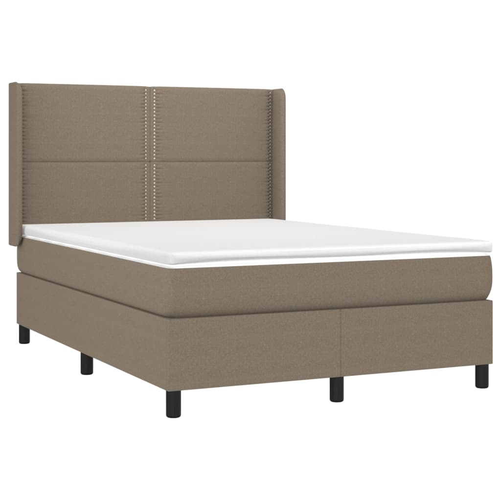 vidaXL Boxspring met matras stof taupe 140x200 cm afbeelding