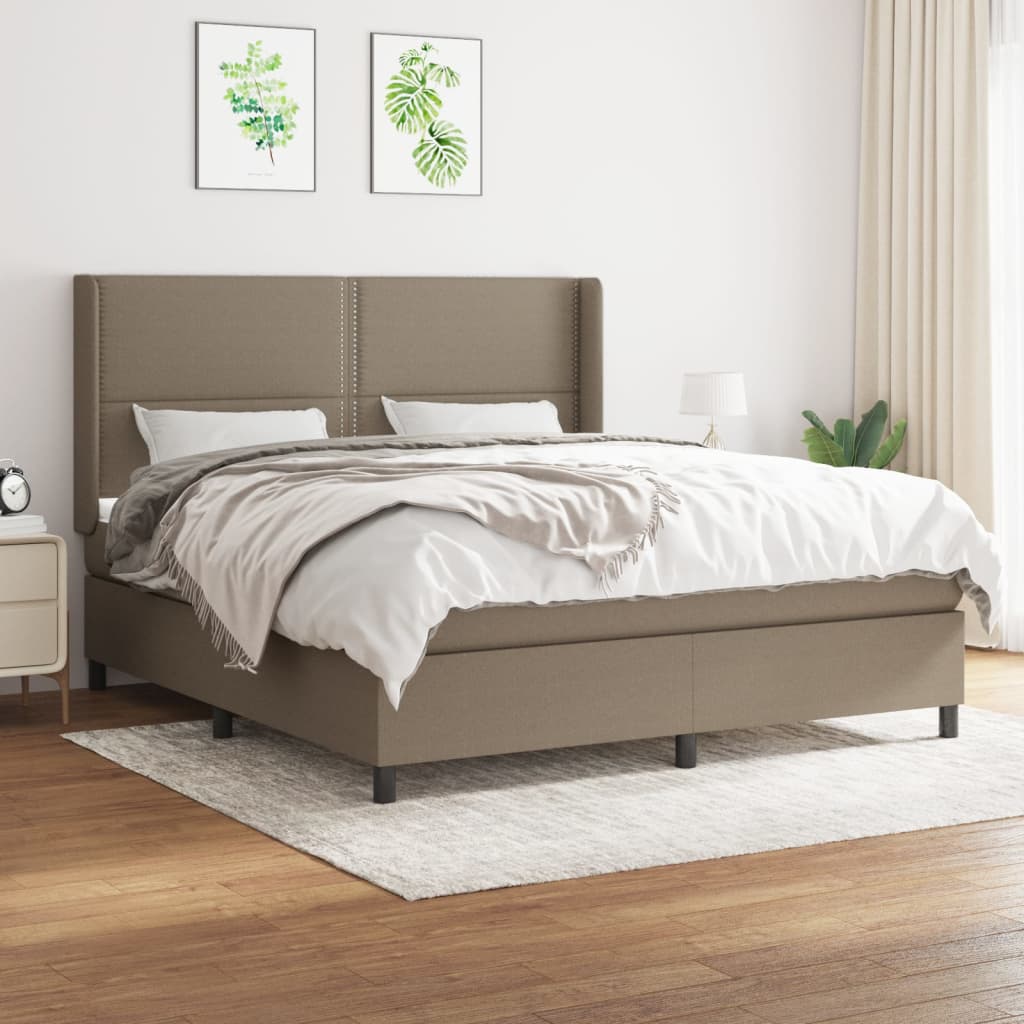 vidaXL Boxspringbett mit Matratze Taupe 160x200 cm Stoff