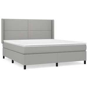 Box spring postel s matrací světle šedá 180 x 200 cm textil - obrázek 2