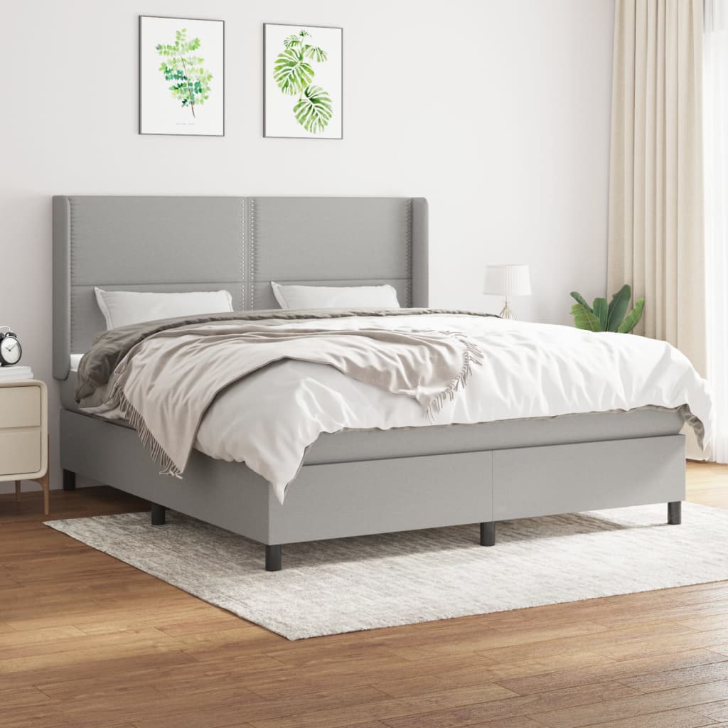 Box spring postel s matrací světle šedá 180 x 200 cm textil