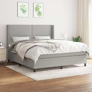 Box spring postel s matrací světle šedá 180 x 200 cm textil - obrázek 1