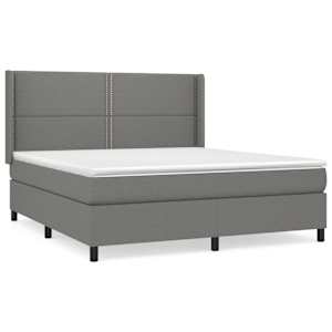 Box spring postel s matrací tmavě šedá 180x200 cm textil - obrázek 2