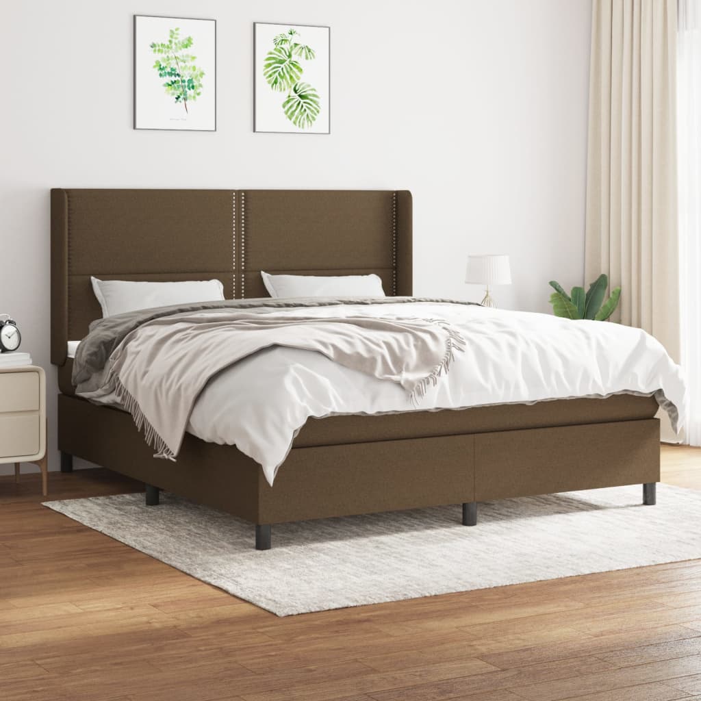 atsperu gulta ar matraci, tumši brūns, 180x200 cm, audums | Stepinfit.lv