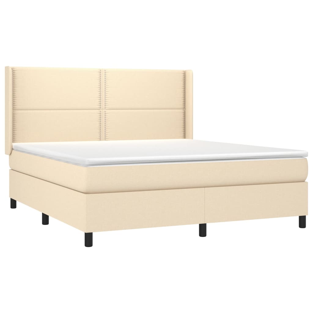 vidaXL Boxspring met matras stof crèmekleurig 180x200 cm afbeelding