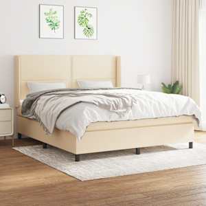 Box spring postel s matrací krémová 180x200 cm textil - obrázek 1