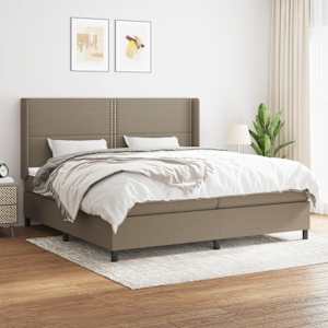 Box spring postel s matrací taupe 200x200 cm textil - obrázek 1