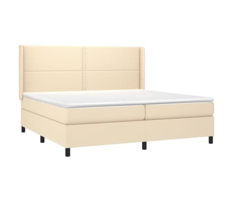 vidaXL Sommier &agrave; lattes de lit avec matelas Cr&egrave;me 200x200 cm Tissu