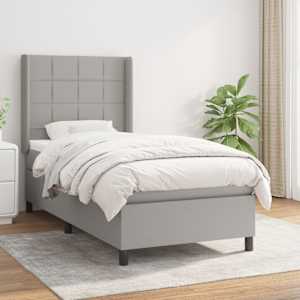 Box spring postel s matrací světle šedá 80 x 200 cm textil - obrázek 1