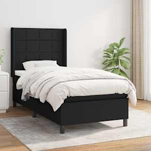 Box spring postel s matrací černá 80 x 200 cm textil - obrázek 1