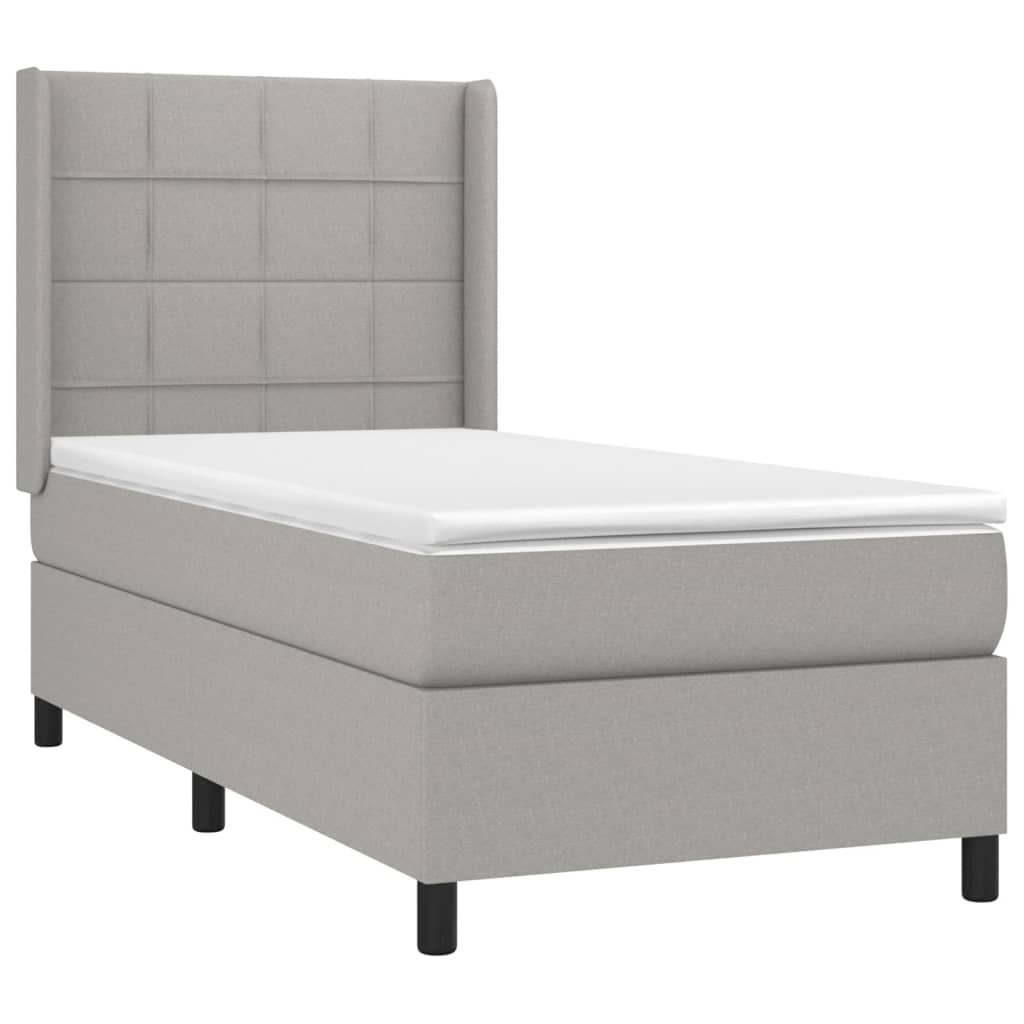 vidaXL Boxspring met matras stof lichtgrijs 90x190 cm afbeelding