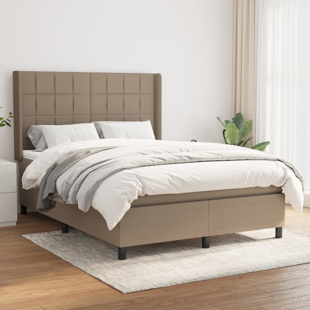 Boxspringbett mit Matratze Taupe 140×190 cm Stoff