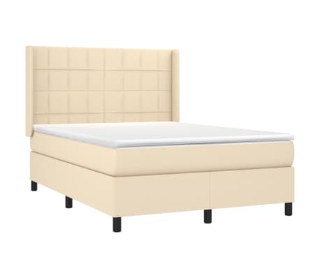 vidaXL Boxspringbett mit Matratze Creme 140x190 cm Stoff