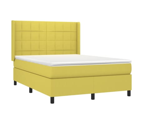 vidaXL Cama box spring con colchón tela verde 140x190 cm