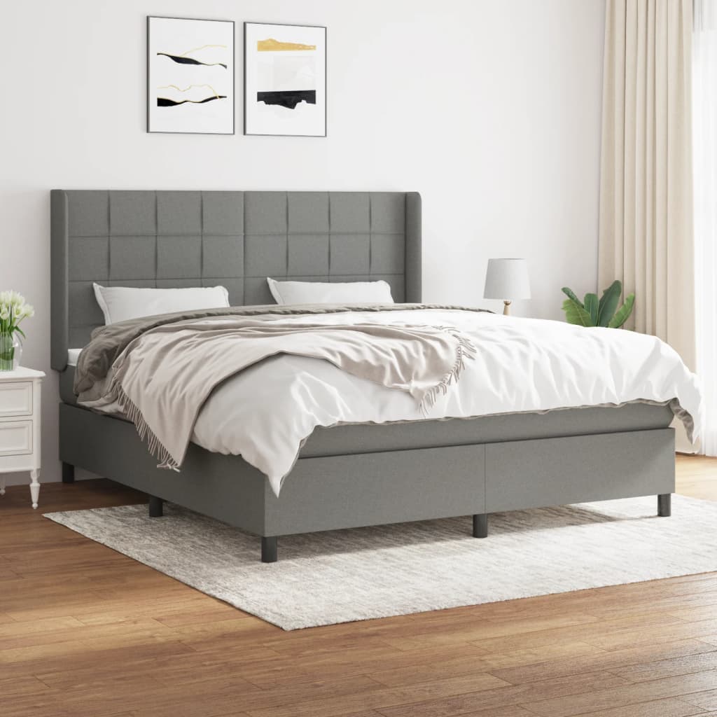 Box spring postel s matrací tmavě šedá 160x200 cm textil