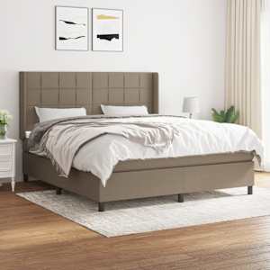 Box spring postel s matrací taupe 160x200 cm textil - obrázek 1