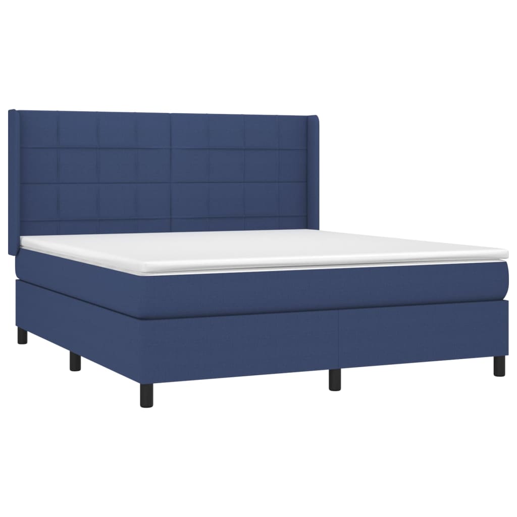 vidaXL Boxspring met matras stof blauw 160x200 cm afbeelding