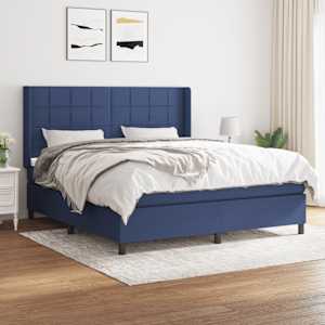 Box spring postel s matrací modrá 160x200 cm textil - obrázek 1