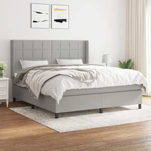 Box spring postel s matrací světle šedá 180 x 200 cm textil - obrázek 1