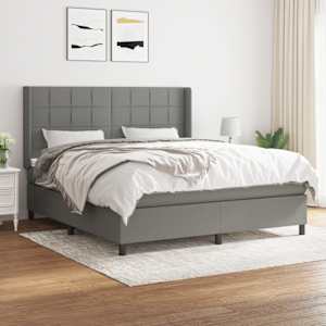 Box spring postel s matrací tmavě šedá 180x200 cm textil - obrázek 1