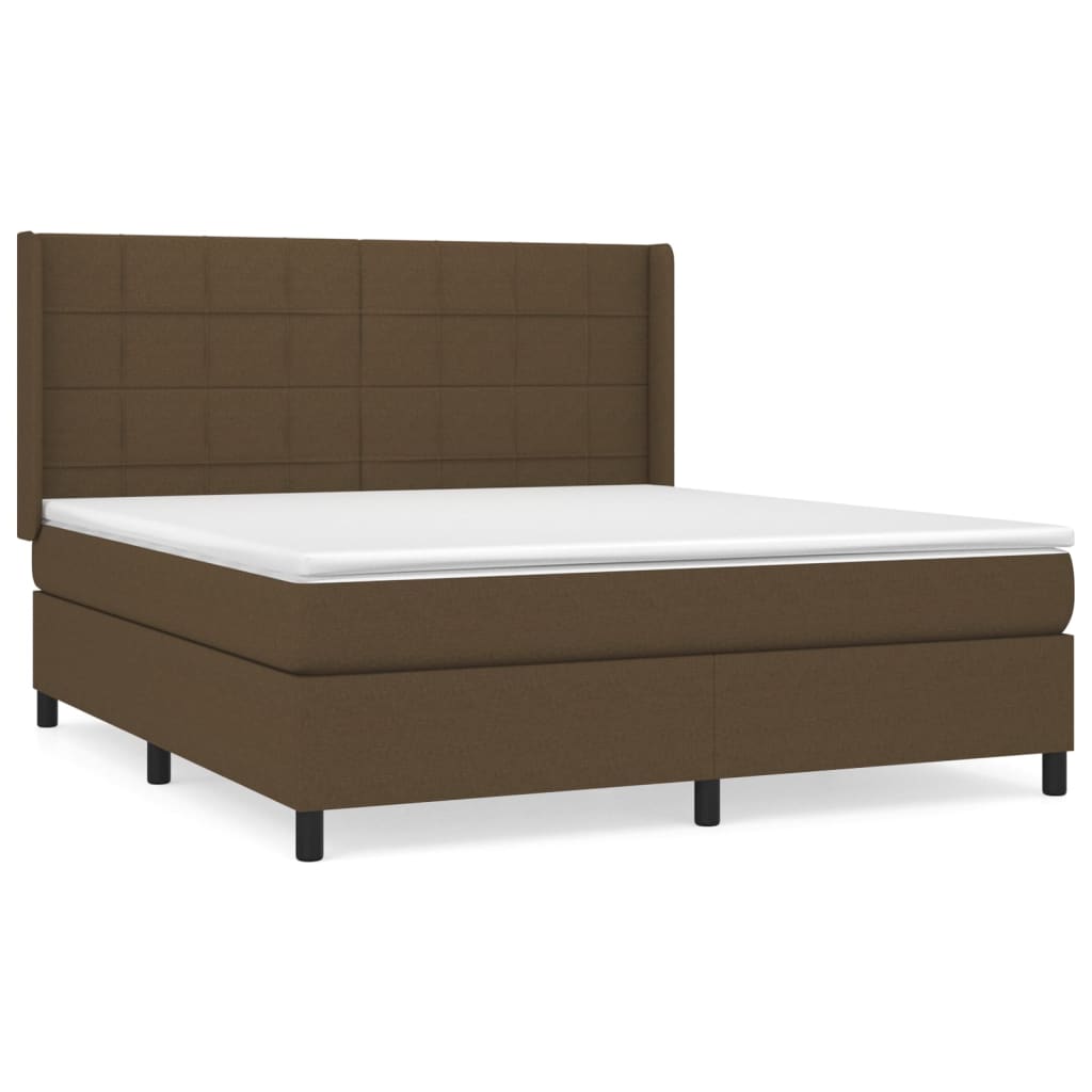 vidaXL Box spring postel s matrací tmavě hnědá 180x200 cm textil