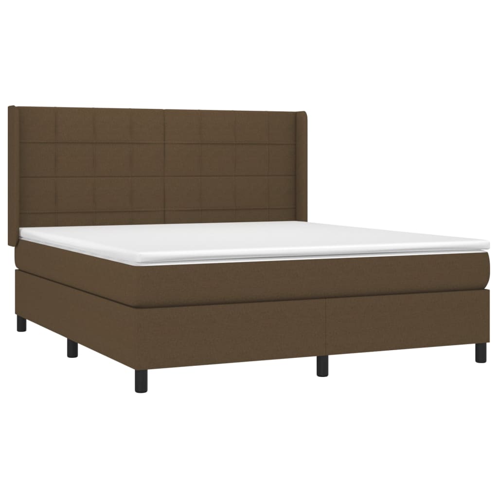 vidaXL Boxspring met matras stof donkerbruin 180x200 cm afbeelding