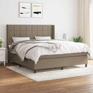 Box spring postel s matrací taupe 180x200 cm textil - obrázek 1