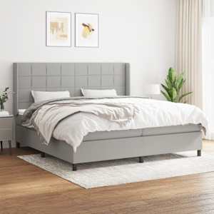Box spring postel s matrací světle šedá 200 x 200 cm textil - obrázek 1