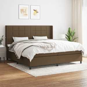 Box spring postel s matrací tmavě hnědá 200x200 cm textil - obrázek 1