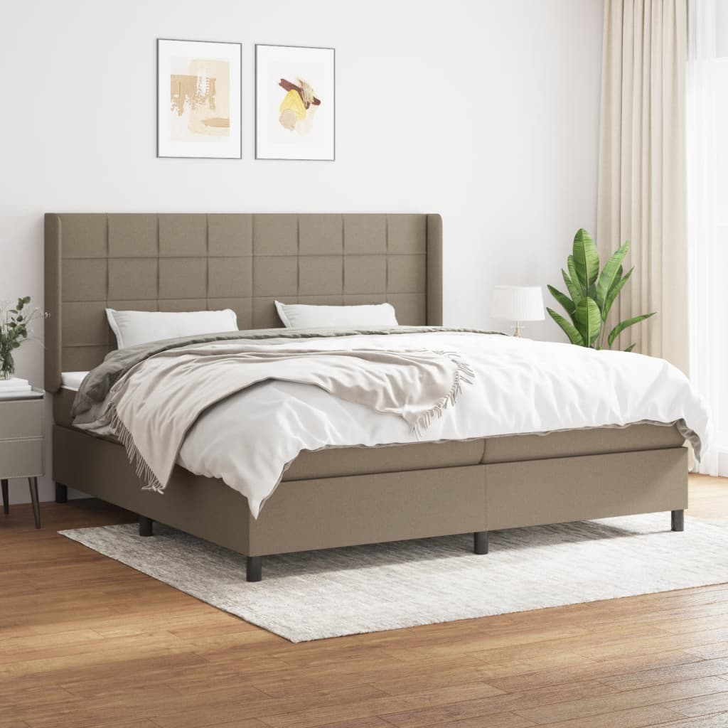 atsperu gultas rāmis ar matraci, pelēkbrūns, 200x200 cm, audums | Stepinfit.lv