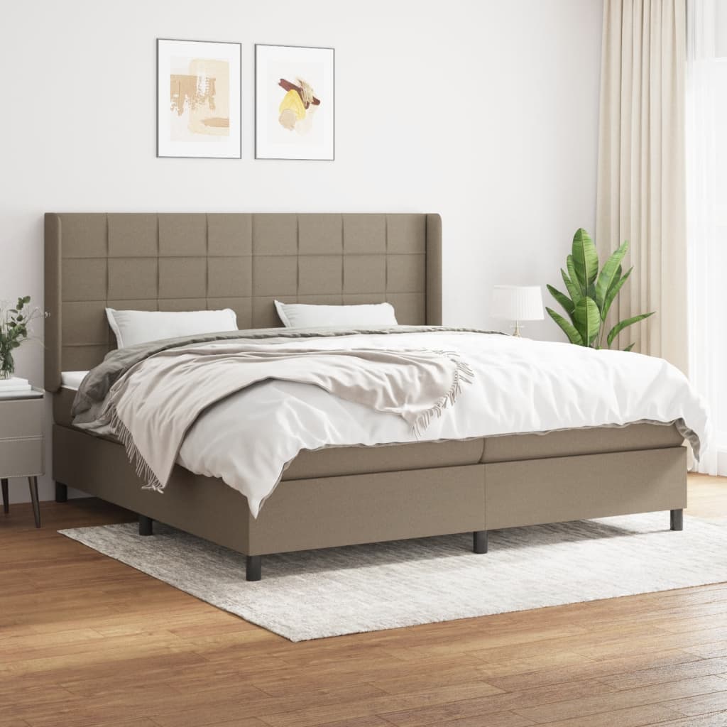 Lit à sommier tapissier avec matelas Taupe 200x200 cm Tissu