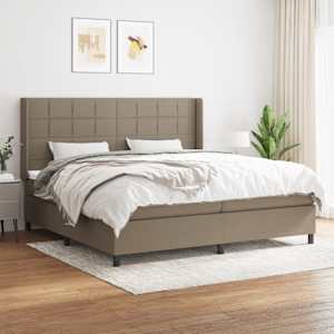 Box spring postel s matrací taupe 200x200 cm textil - obrázek 1