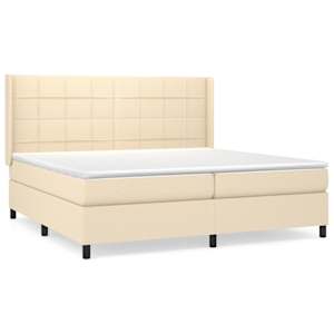 Box spring postel s matrací krémová 200x200 cm textil - obrázek 2