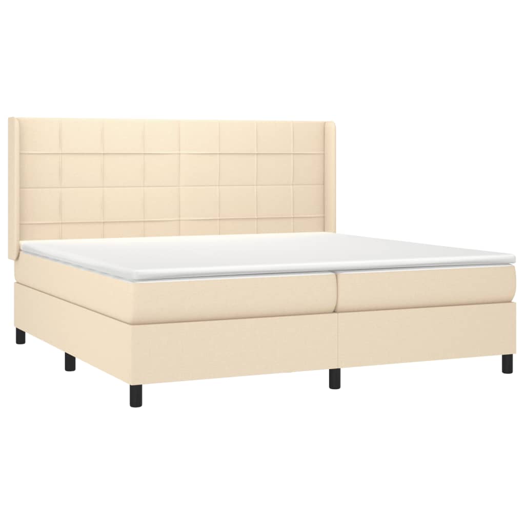 atsperu gultas rāmis ar matraci, krēmkrāsas audums, 200x200 cm | Stepinfit.lv