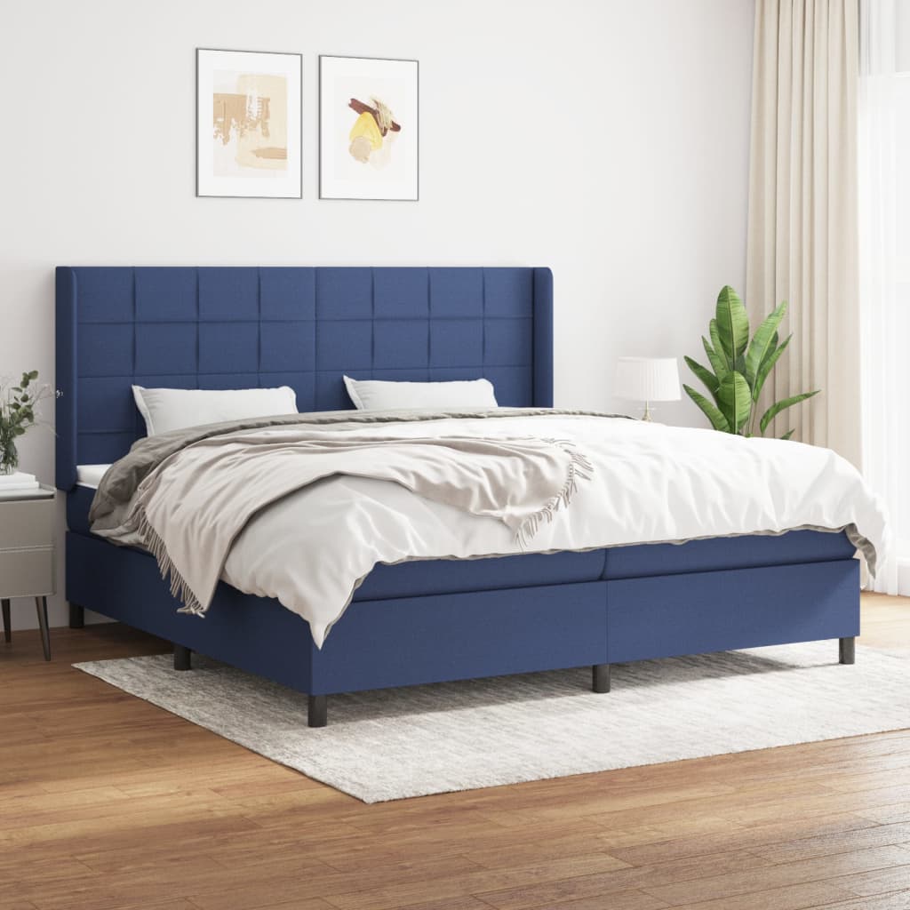 Boxspringbett mit Matratze Blau 200×200 cm Stoff